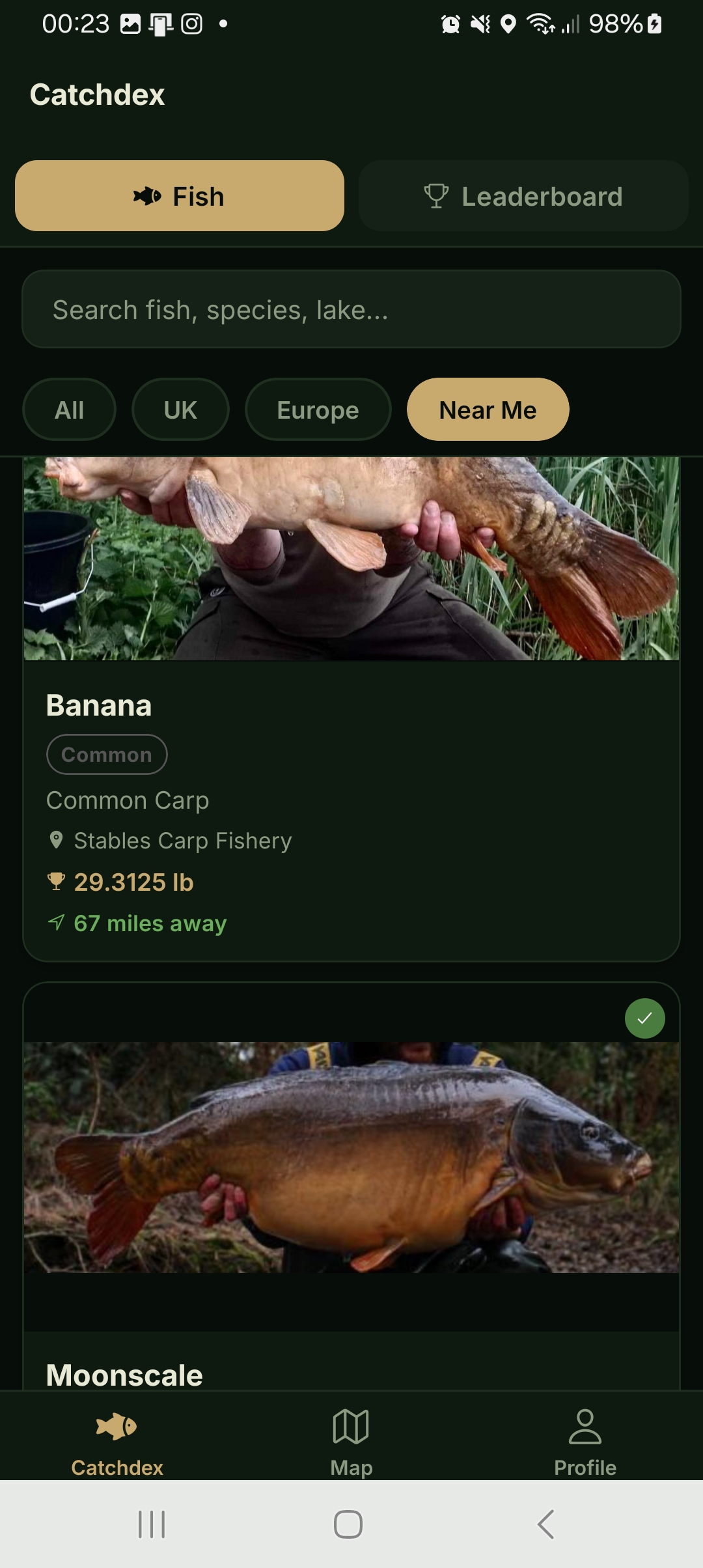 Named fish filtered by nearby lakes